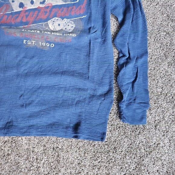 Lucky Brand "Tough to Beat" Las Vegas Blue Size Medium Waffle Knit Long Sleeve - Picture 3 of 7
